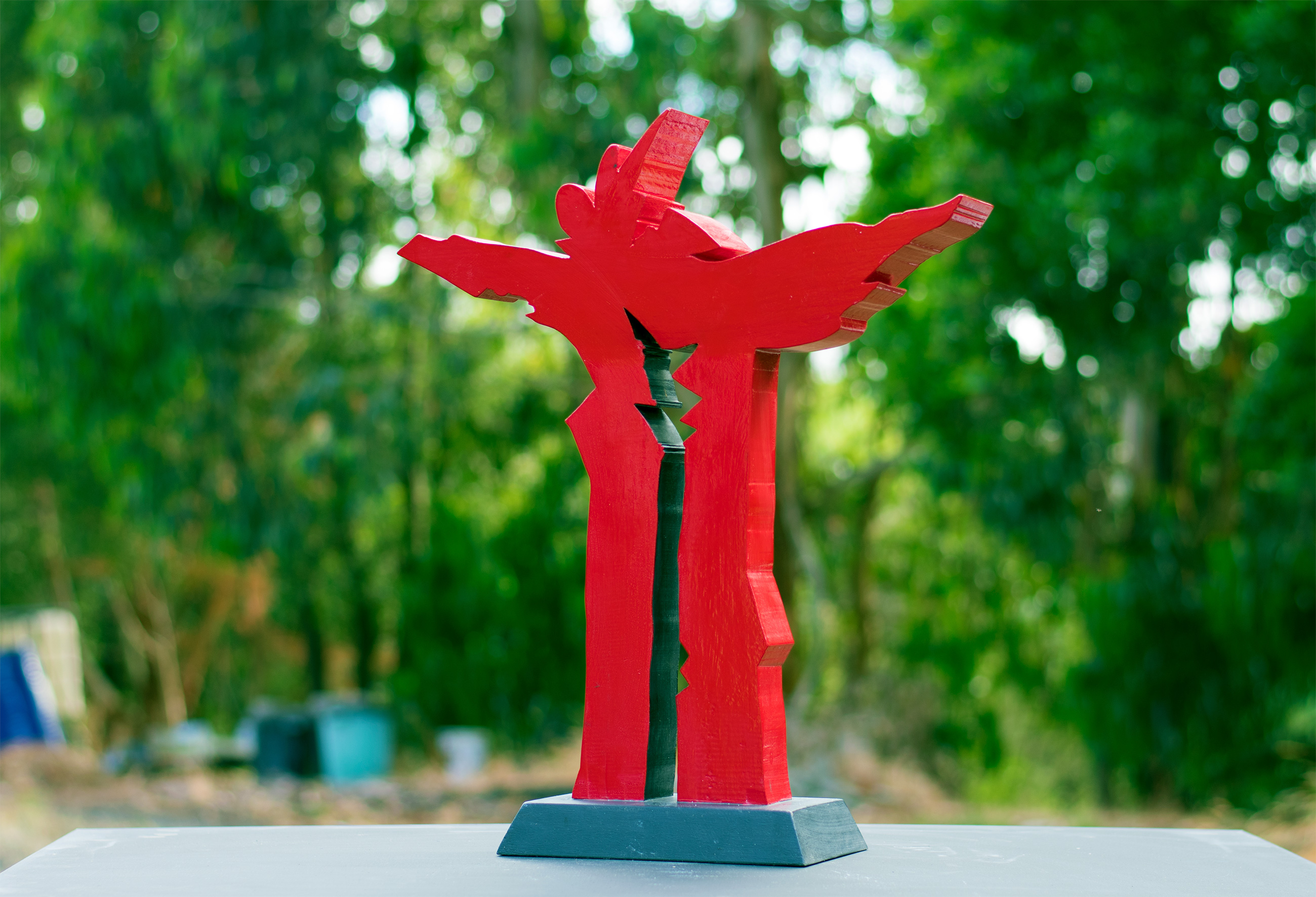 Red Totem Two, 1988, sculpture by Adrian Mauriks.